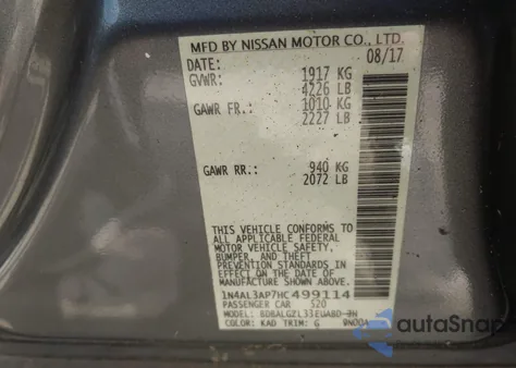 2017 Nissan Altima 2.5 S from USA, damaged, VIN 1N4AL3AP7HC499114
